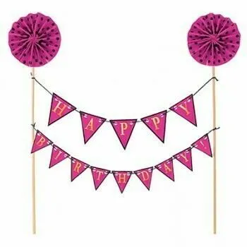 AMSCAN Cake Topper Happy Birthday Pink Banner Kit 1 AMSCAN Cake Topper Happy Birthday Pink Banner Kit