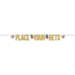 AMSCAN Roll The Dice Casino Ribbon Glittered Letter Banner Place Your Bets