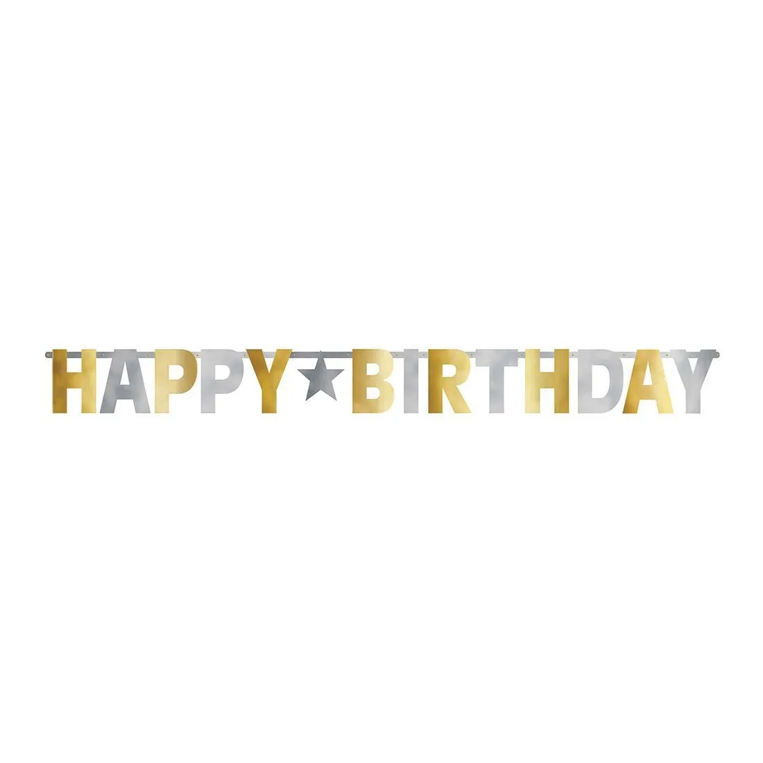 AMSCAN Happy Birthday Giant Foil Letter Banner Silver & Gold 1 AMSCAN Happy Birthday Giant Foil Letter Banner Silver & Gold