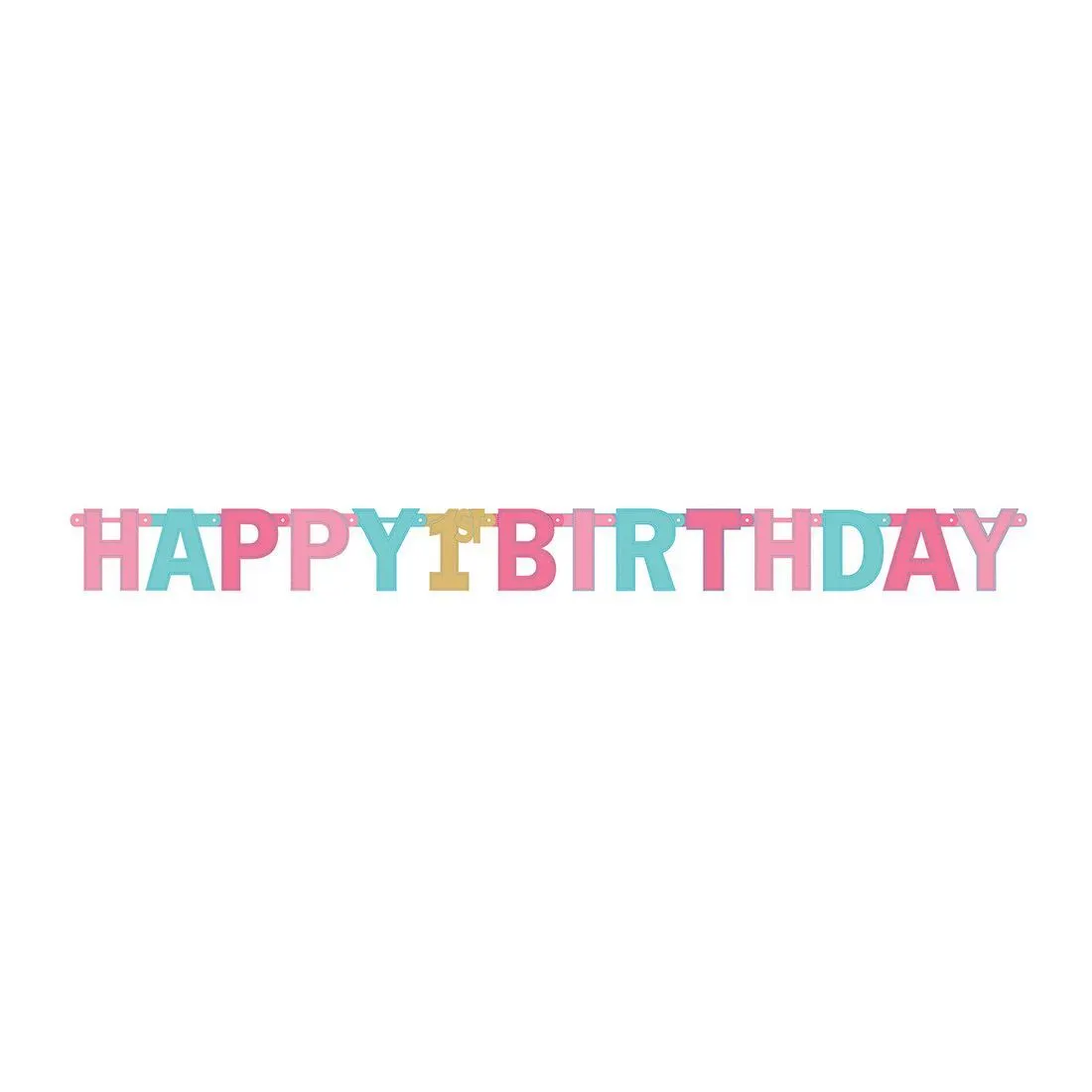 AMSCAN 1st Birthday Pink Jumbo Foil Letter Banner 1 AMSCAN 1st Birthday Pink Jumbo Foil Letter Banner