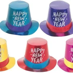 Unique New Year Top Hat Foil Gillter Assortedt