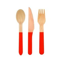 Unique Orange Wooden Cutlery Set 4 Pack