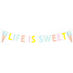 Unique Pastel Ice Cream "Life Is Sweet" Letter Banner With Mini Ice Cream Cone Foil Balloons