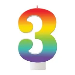 AMSCAN Birthday Celebration Rainbow Candle Number #3
