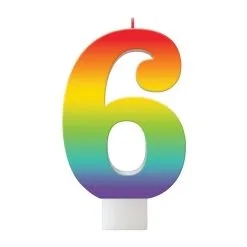 AMSCAN Birthday Celebration Rainbow Candle Number #6