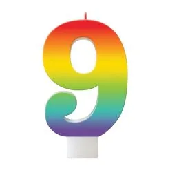 AMSCAN Birthday Celebration Rainbow Candle Number #9