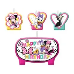 AMSCAN Minnie Mouse Happy Helpers Happy Birthday Candle Set 4 Pack