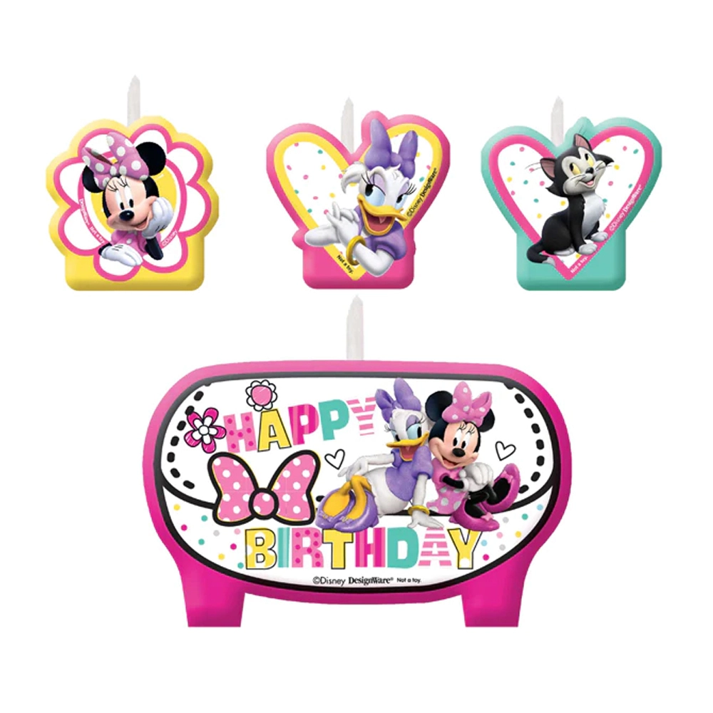 AMSCAN Minnie Mouse Happy Helpers Happy Birthday Candle Set 4 Pack 1 AMSCAN Minnie Mouse Happy Helpers Happy Birthday Candle Set 4 Pack