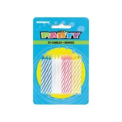 Unique 24 Spiral Candles - Multicolour