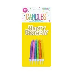 Unique 12 Candles And Happy Birthday Cake Topper