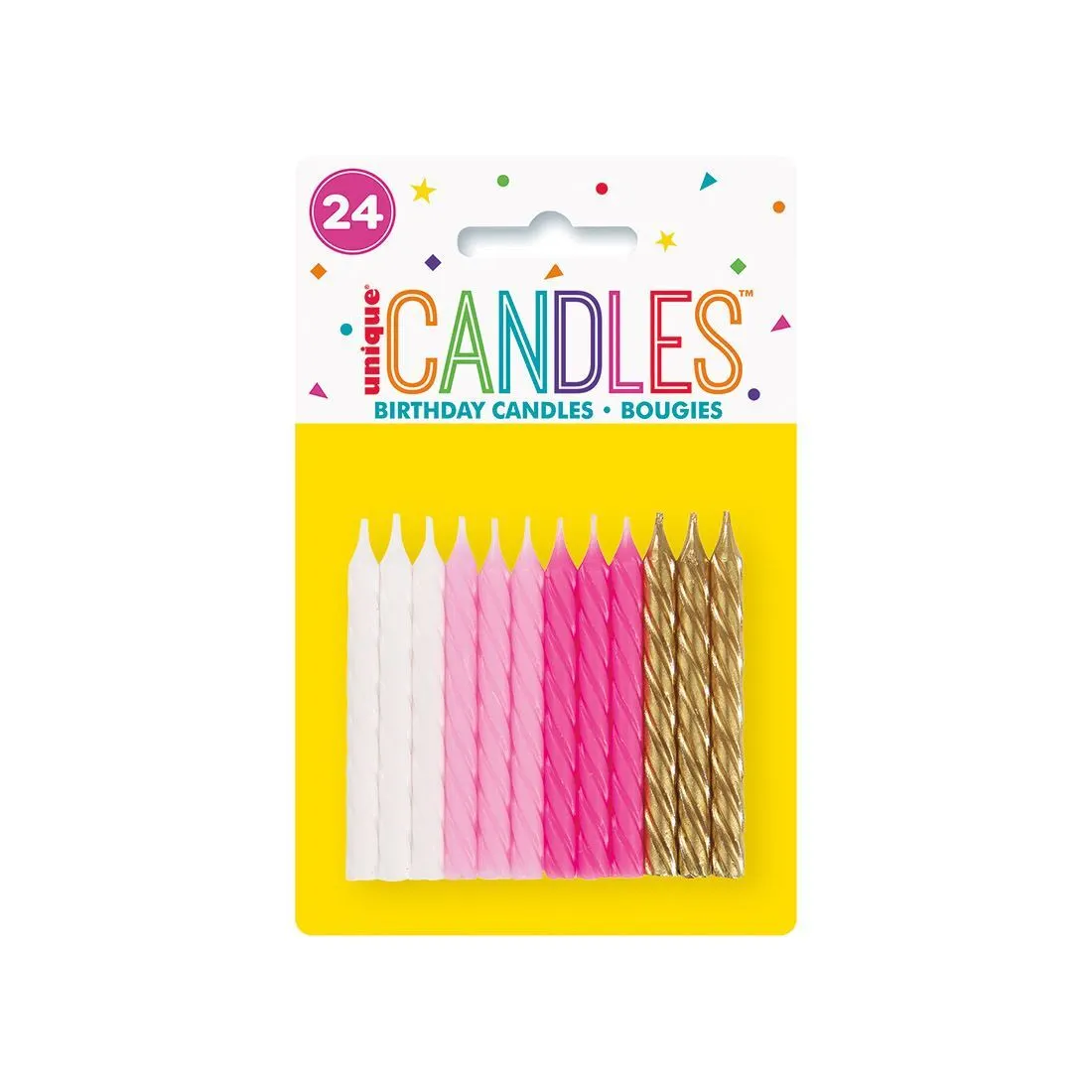 Unique 24 Sprial Candles Pink Assorted 1 Unique 24 Sprial Candles Pink Assorted