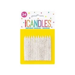 Unique 24 Whte Glitter Spiral Candles