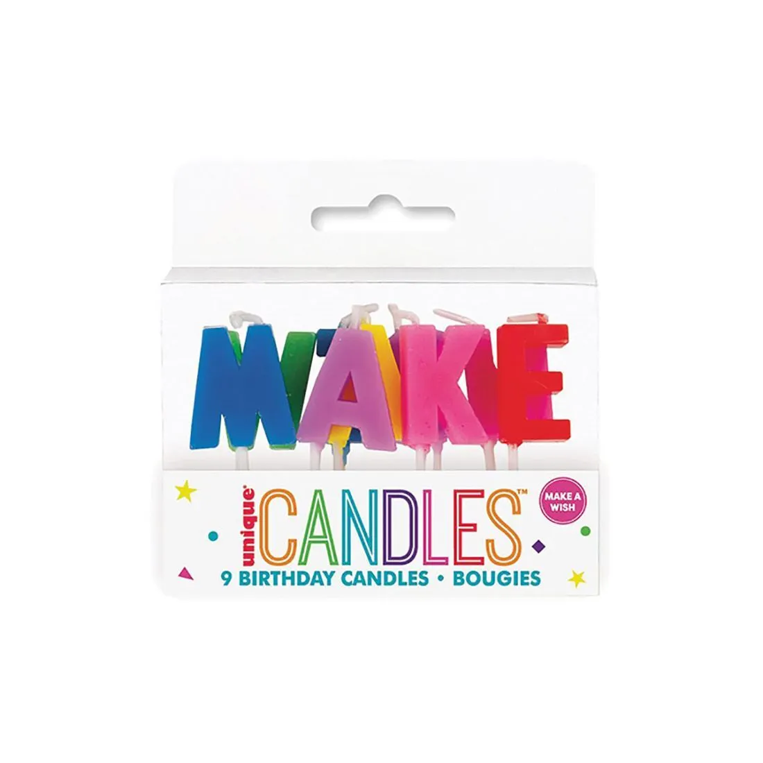 Unique Rainbow "Make A Wish" 9 Pick Candles 1 Unique Rainbow "Make A Wish" 9 Pick Candles