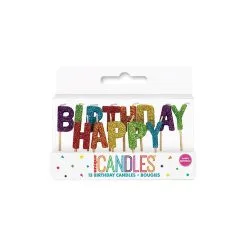 Unique Rainbow Glitz "Happy Birthday" 13 Pick Candles