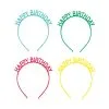 Unique Bright Colourful "Happy Birthday" Headbands 4 Pack