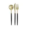 Unique Black & Gold Assorted Reusable Cutlery 12 Pack