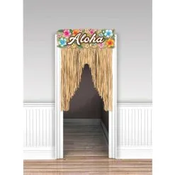 AMSCAN Summer Luau Aloha Beach Door Curtain Cardboard Header & Plastic Fringe