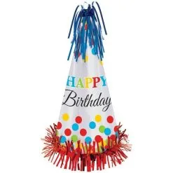 AMSCAN Bright Birthday Large Cone Hat W/Foil Fringe