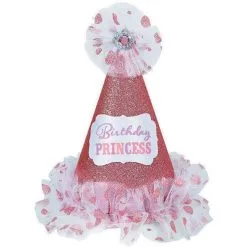 AMSCAN Birthday Princess Cone Hat Glitter Paper & Fabric