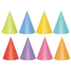 AMSCAN Party Cone Hats 17cm Brights 24 Packs