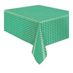 Unique Silver & Bright Green Printed Foil Tablecover