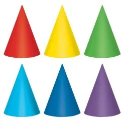AMSCAN Party Cone Hats Primary 17cm 12 Packs