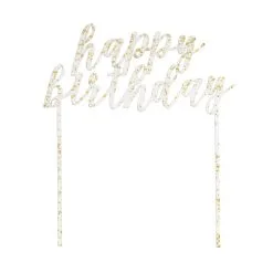 Unique Gold Fleck Acrylic "Happy Birthday" Cake Topper
