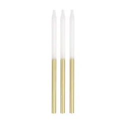 Unique Metallic Gold & White Candles 12 Pack