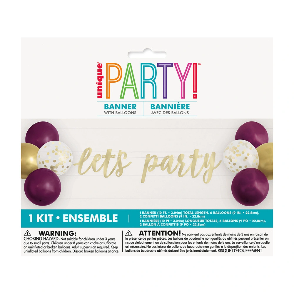 Unique Let's Party Foil Script Banner With Latex Balloons 1 Unique Let's Party Foil Script Banner With Latex Balloons