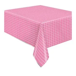 Unique Silver & Bright Pink Printed Foil Tablecover