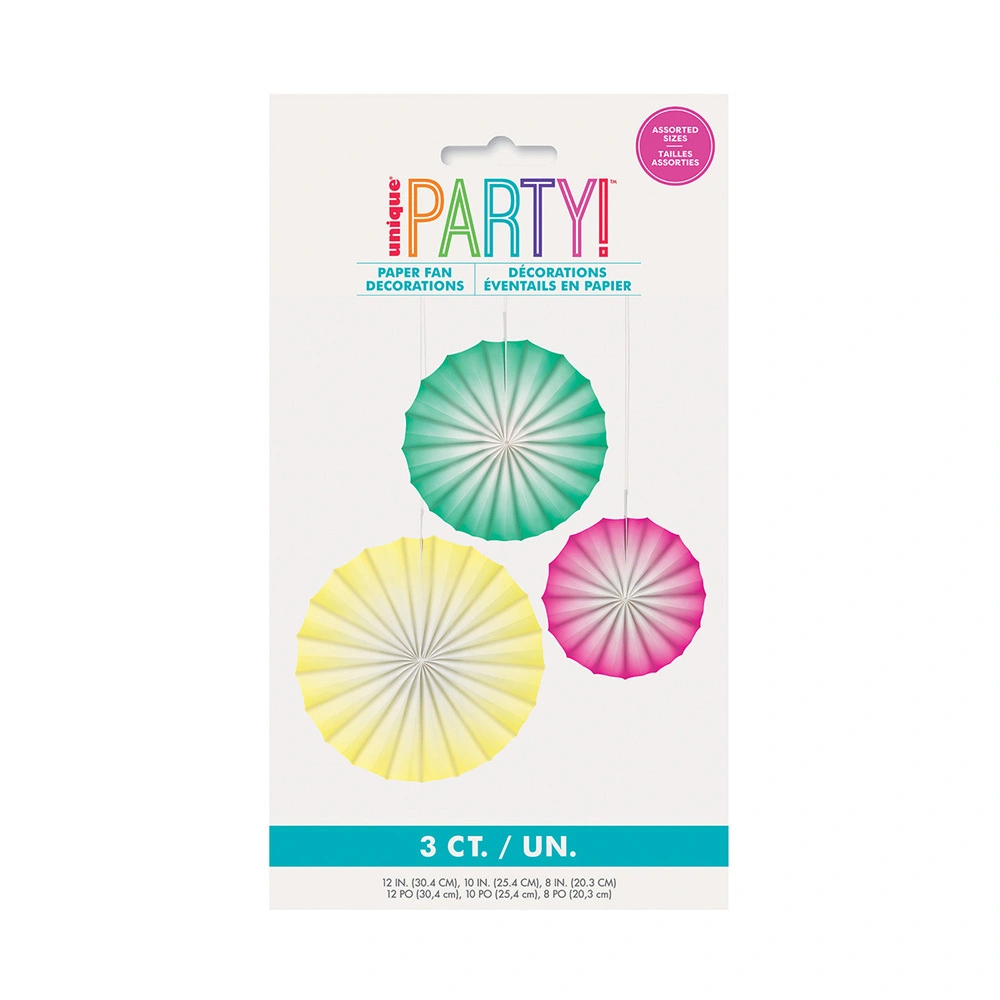 Unique Pastel Paper Fan Decorations Assorted Sizes & Colours 3 Pack 2 Unique Pastel Paper Fan Decorations Assorted Sizes & Colours 3 Pack - Image 2