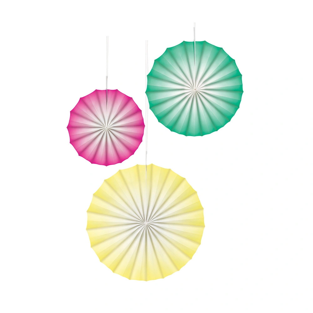 Unique Pastel Paper Fan Decorations Assorted Sizes & Colours 3 Pack 1 Unique Pastel Paper Fan Decorations Assorted Sizes & Colours 3 Pack