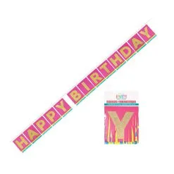 Unique Happy Birthday Tissue Fringe Banner 3.3m