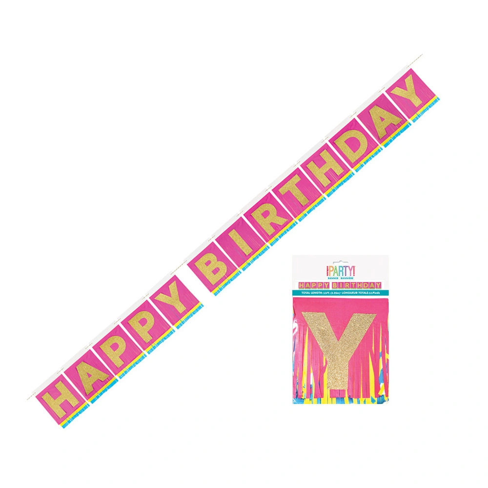 Unique Happy Birthday Tissue Fringe Banner 3.3m 1 Unique Happy Birthday Tissue Fringe Banner 3.3m