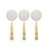 Unique Honeycomb Balls Bright White With Gold Foil Tassel Tails 3 Pack