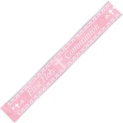 Unique First Holy Communion Pink Foil Banner 3.65m