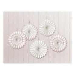 AMSCAN Mini Paper Fans White Hot-Stamped Hanging Decorations 5 Pack