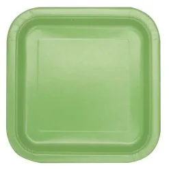 Unique Apple Green Square Paper Plates 22cm 14 Pack