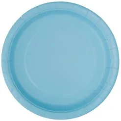 Unique Powder Blue Paper Plates 22cm 8 Pack