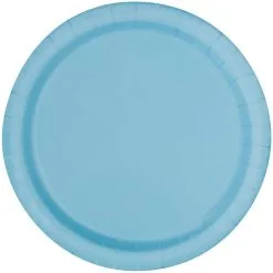 Unique Powder Blue Paper Plates 17cm 20 Pack