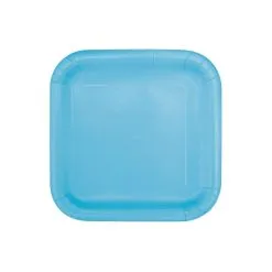 Unique Powder Blue Square Paper Plates 17cm 16 Pack