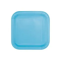 Unique Powder Blue Square Paper Plates 22cm 14 Pack