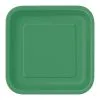 Unique Emerald Green Square Paper Plates 22cm 14 Pack