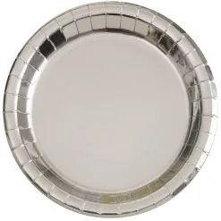 Unique Silver Foil Round Paper Plates 17cm 8 Pack
