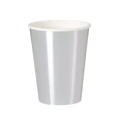Unique Silver Foil Paper Cups 355ml 8 Pack