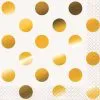 Unique Gold Foil Dots Beverage Napkins 2ply 16 Pack