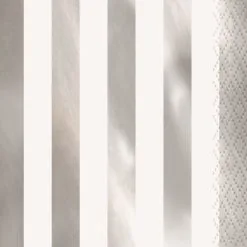 Unique Foil Stamped Stripes Silver Guest Napkins 3 Ply 16 Pack