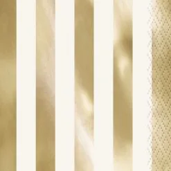 Unique Gold Foil Stripe Guest Napkins 3 Ply 16 Pack