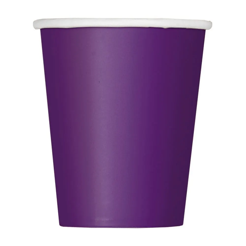 Unique Deep Purple Paper Cups 270ml 14 Pack 1 Unique Deep Purple Paper Cups 270ml 14 Pack