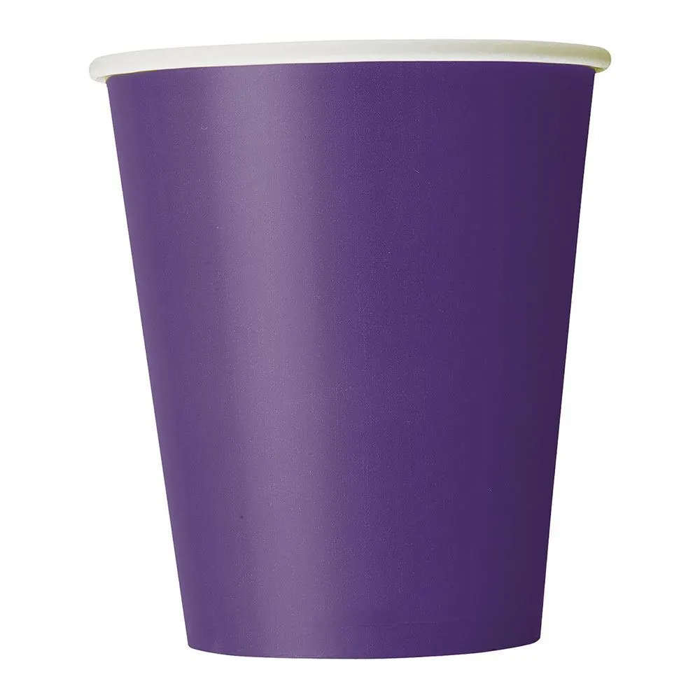 Unique Deep Purple Paper Cups 270ml 8 Pack 1 Unique Deep Purple Paper Cups 270ml 8 Pack